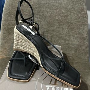 H&M wedge-heeled leather espadrilles
